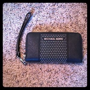 Black studded Michael Kors wallet/wristlet